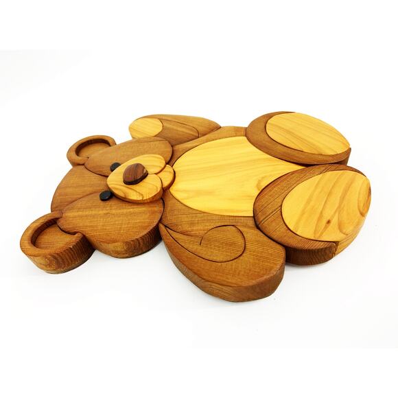 Vintage Teddy Bear Hand Inlaid Wood Wall Hanging Wall Decor Nursery - Picture 2 of 7